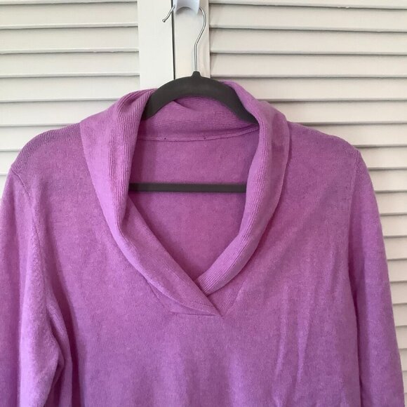 Women's cashmere sweater large shawl collar purple Edinburgh Woollen Mill EWM - Picture 3 of 5